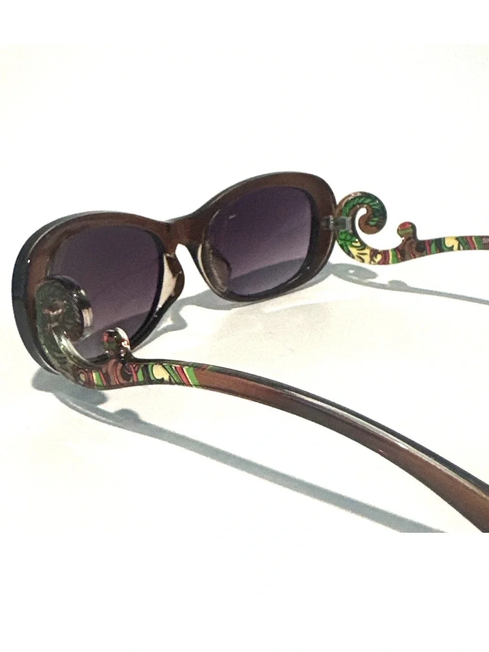 Brown  Women's Baroque Sunglasses with Decorative Temples